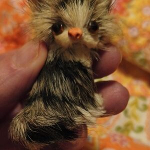 Furry Black and White Cat Toy